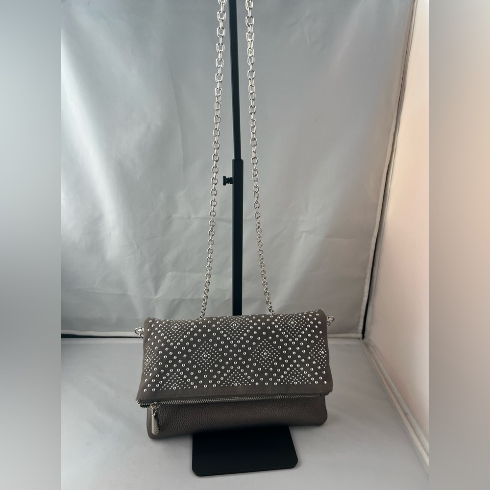 Charming Charlie Gray Studded Crossbody Bag